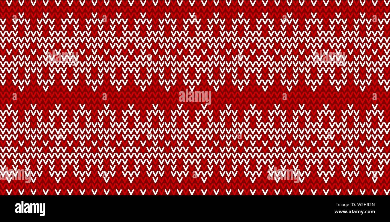 Weihnachten traditionellen Nahtlose winter Muster. Rote und weiße gestrickte geometrischen Hintergrund. Vector Illustration Stock Vektor