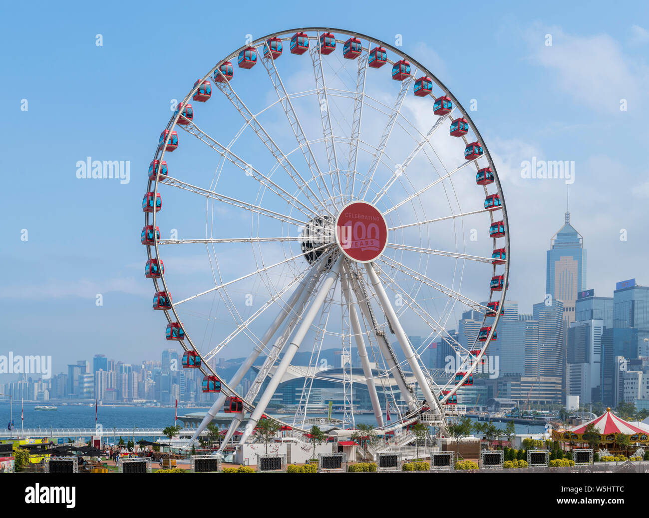 Hong Kong Riesenrad, ein großes Riesenrad auf dem Zentralen Harbourfront, Hong Kong Island, Hong Kong, China Stockfoto