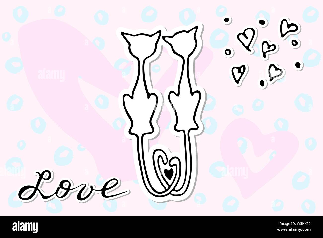 Valentines Tag Hand gezeichnet Romantisches doodle Karte. Liebe Symbole. Design für Print, Karten und Färbung. Vector Illustration Stock Vektor
