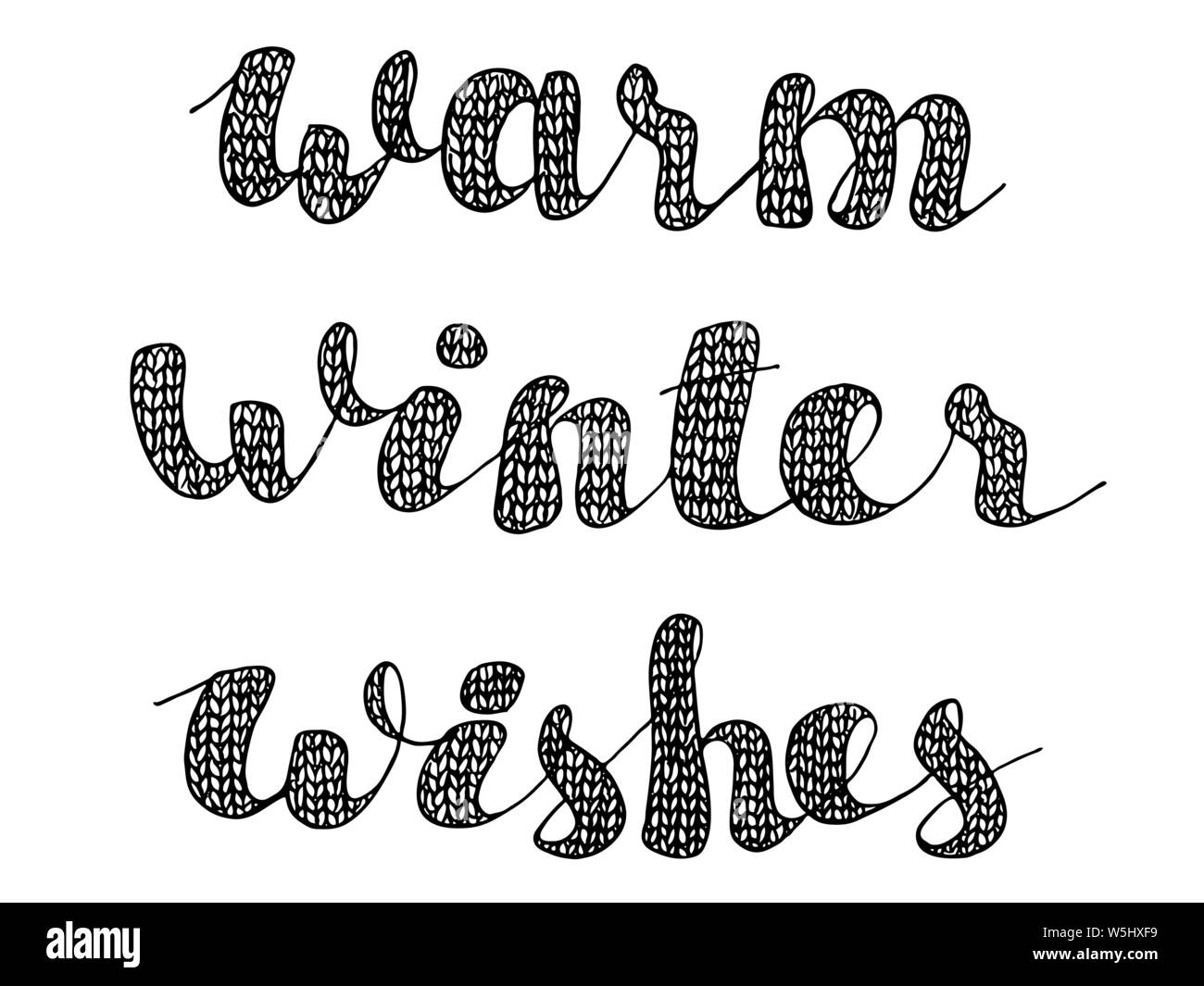 Winter Hand gezeichnet Schriftzug. Weihnachtskarte. Design für saisonale Drucke, Karten und Färbung. Vector Illustration Stock Vektor