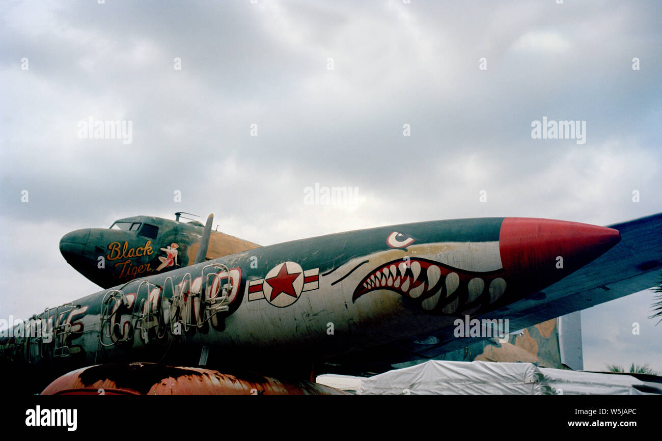 Haie Mund American WW2-Ära bomber Flugzeug. Bombe Waffe Waffen Waffen Stockfoto