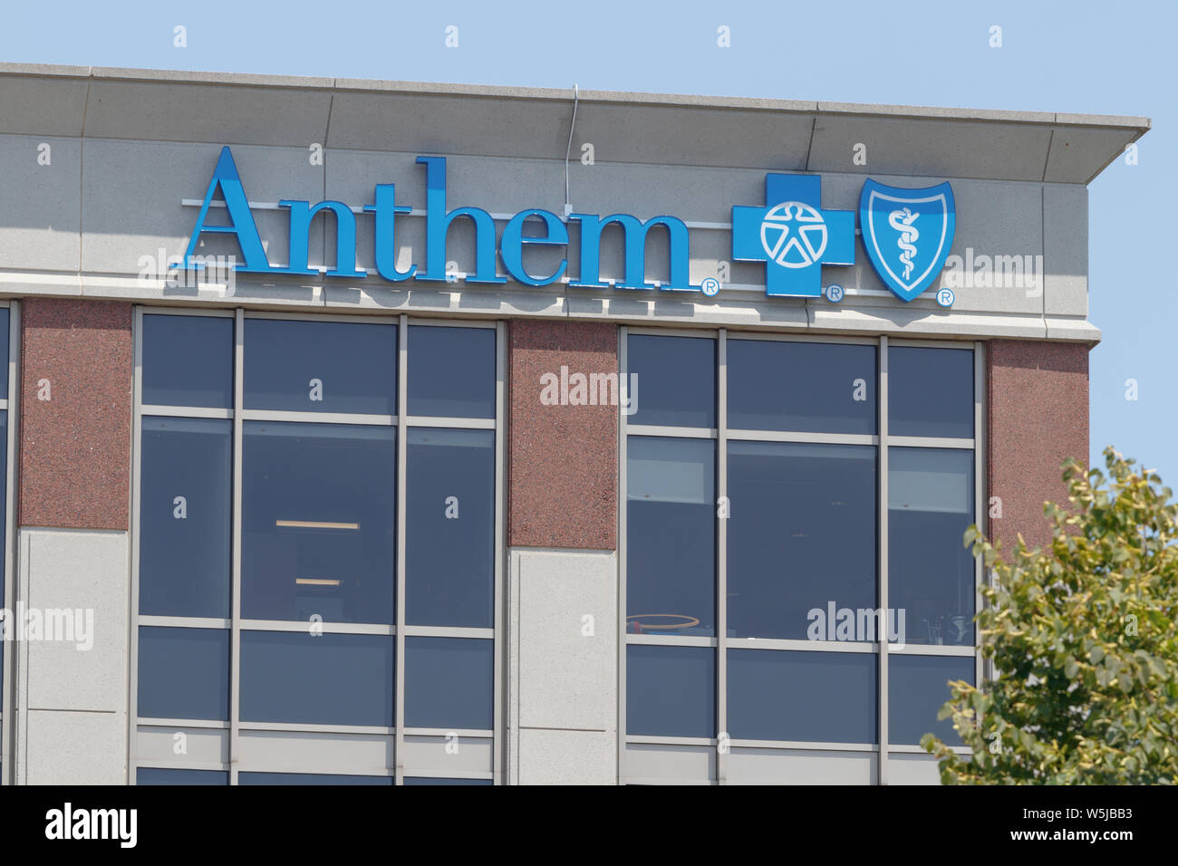 Indianapolis - ca. Juli 2019: Hymne World Hauptquartier. Hymne ist die größte gemeinnützige health care company in der Blue Cross Blue Shield verwaltet Stockfoto
