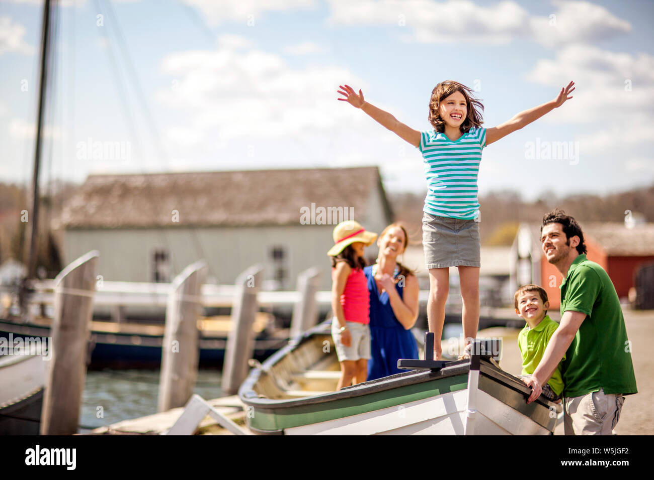 Familie Spaß an der Wharf. Stockfoto