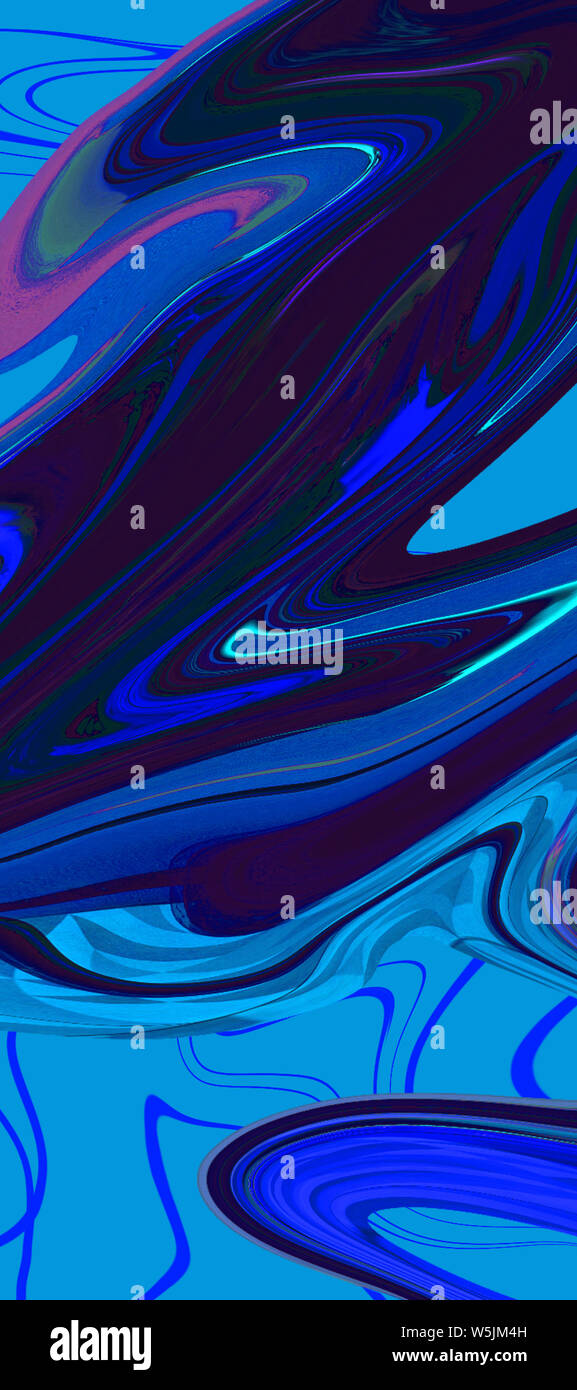 Abstrakt Design, Hintergrund in hellen Farben Tinte in Wasser. Moderne Kunst. Schwimmende Maltechnik. Aquarell Tapeten oder Kulisse für Gerät mit Wellen und Kurven von Blau. Stockfoto
