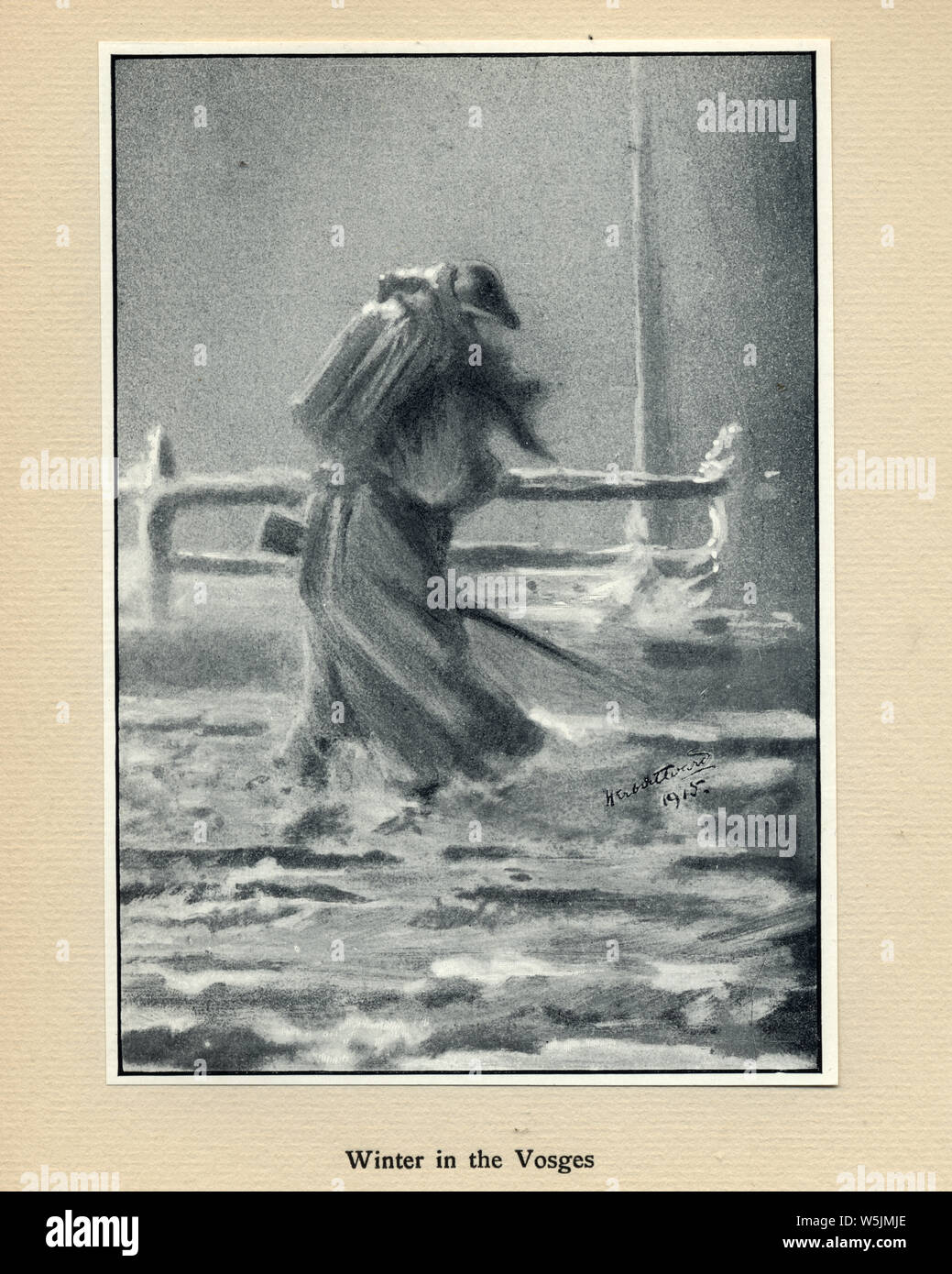 Welt Ward, französischer Soldat, Winter in den Vogesen, 1915. Herr Poilu, von Herbert Ward. Poilu ist eine inoffizielle Bezeichnung für eine französische Welt krieg ich Infanterist, Bedeutung, buchstäblich, haarige. Stockfoto