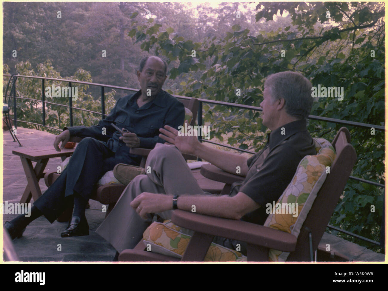 Anwar Sadat und Jimmy Carter in Camp David Stockfoto