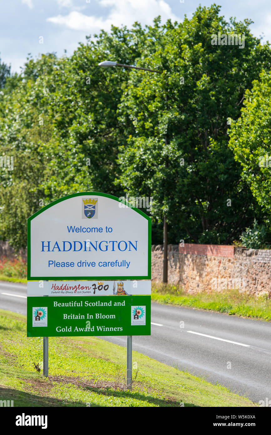 Willkommen an der Haddington-Straße, East Lothian, Schottland, UK Stockfoto