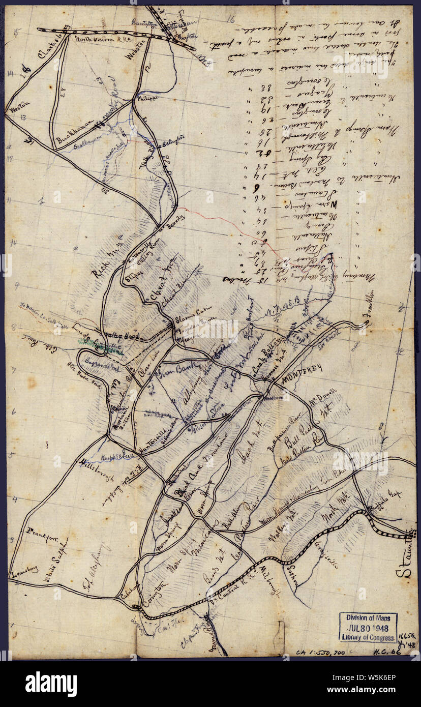 104 Skizze der westlichen und östlichen Virginia West Virginia zwischen Staunton und Clarksburg Bauen und Reparieren Stockfoto