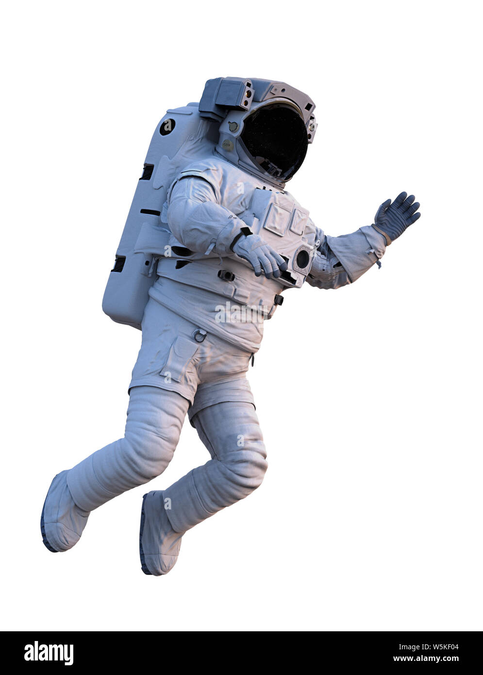 Astronaut im Weltraum schweben, auf weißem Hintergrund Stockfoto