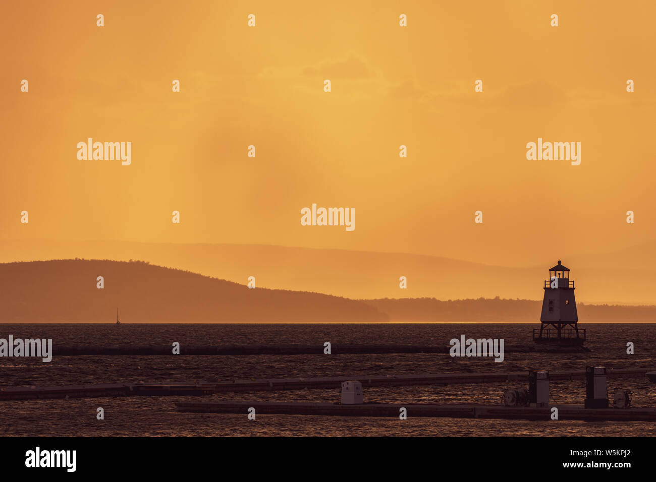 Leuchtturm auf See Champlain, Burlington Vermont Stockfoto