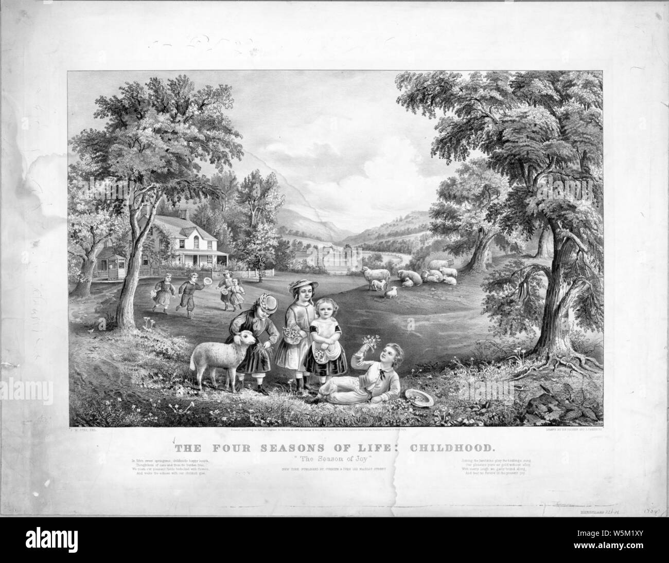 Und Currier Ives - Die vier Jahreszeiten - der Kindheit. Stockfoto