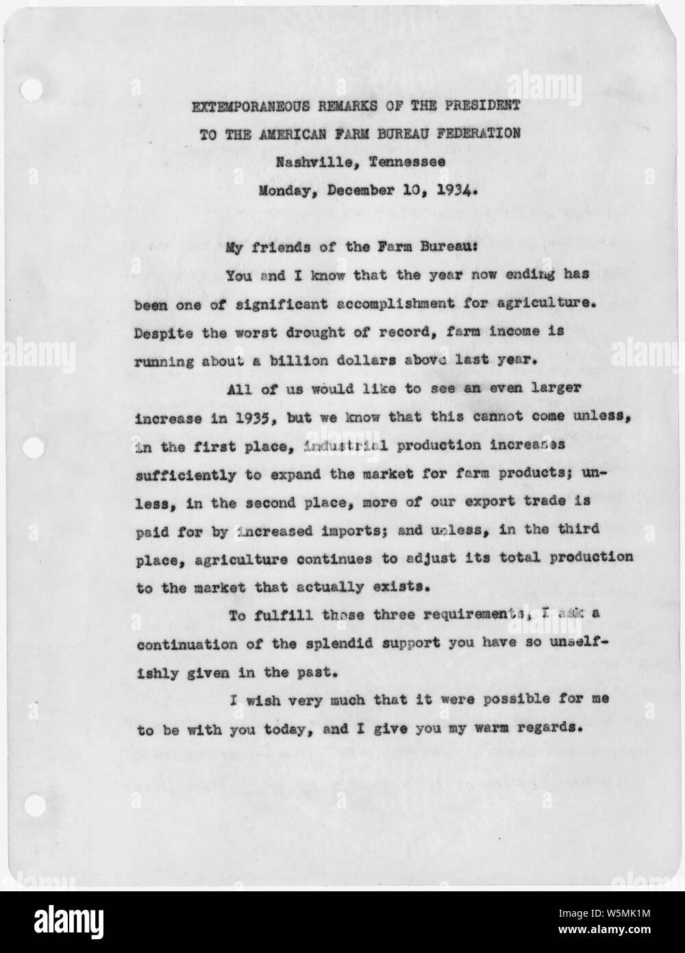 Unangebrachte Bemerkungen des Präsidenten der American Farm Bureau Federation in Nashville, Tennessee Stockfoto