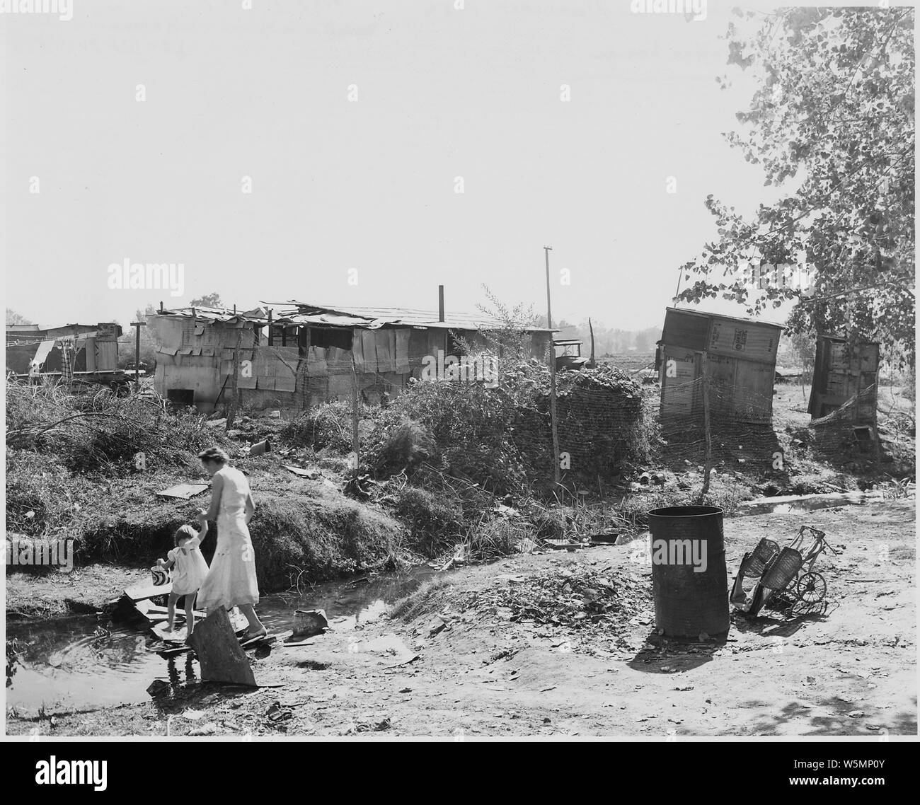 Farm Security Administration: Squatter Camp in Kalifornien. Foto von Dorothea Lange Stockfoto