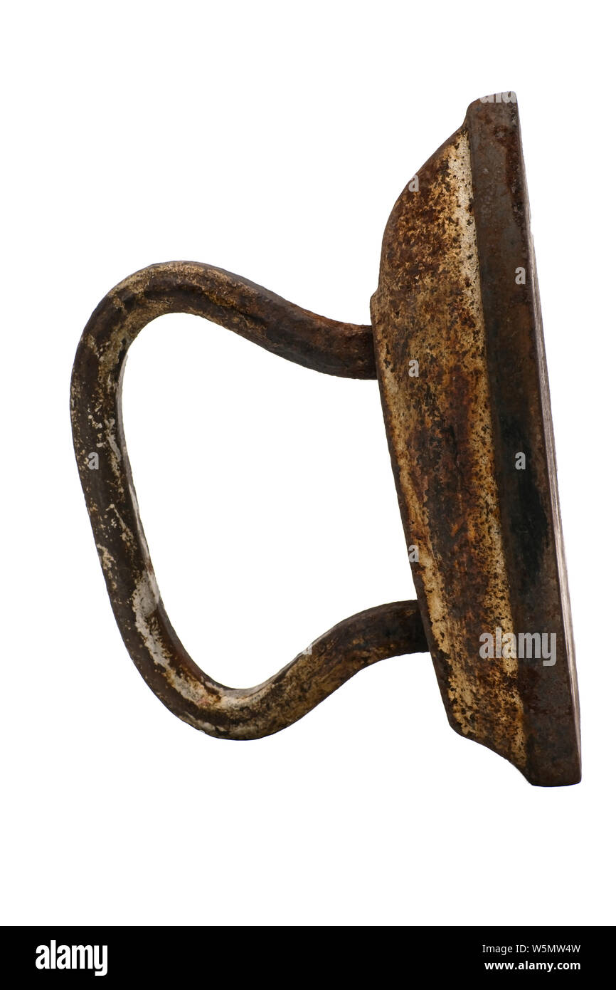 Alte vintage Cast Iron Eisen. Auf weissem Hintergrund isolieren. Stockfoto