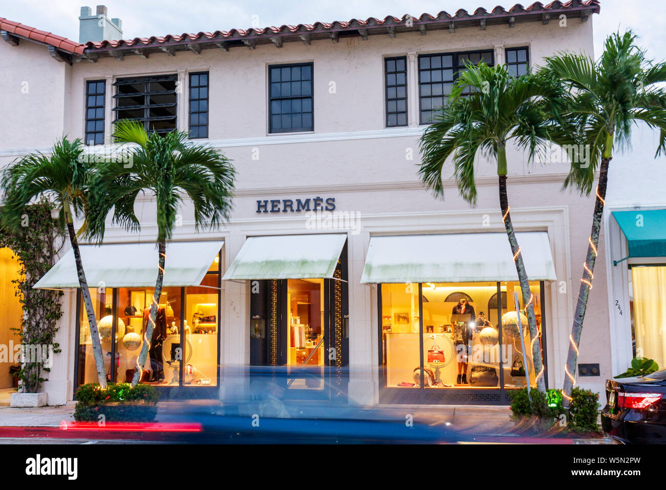 Florida, Palm Beach County, Palm Beach, Worth Avenue, Hermes, Lederwaren, Boutique, Shopping Shopper Shopper Shop Geschäfte Markt Märkte Marktplatz kaufen Stockfoto