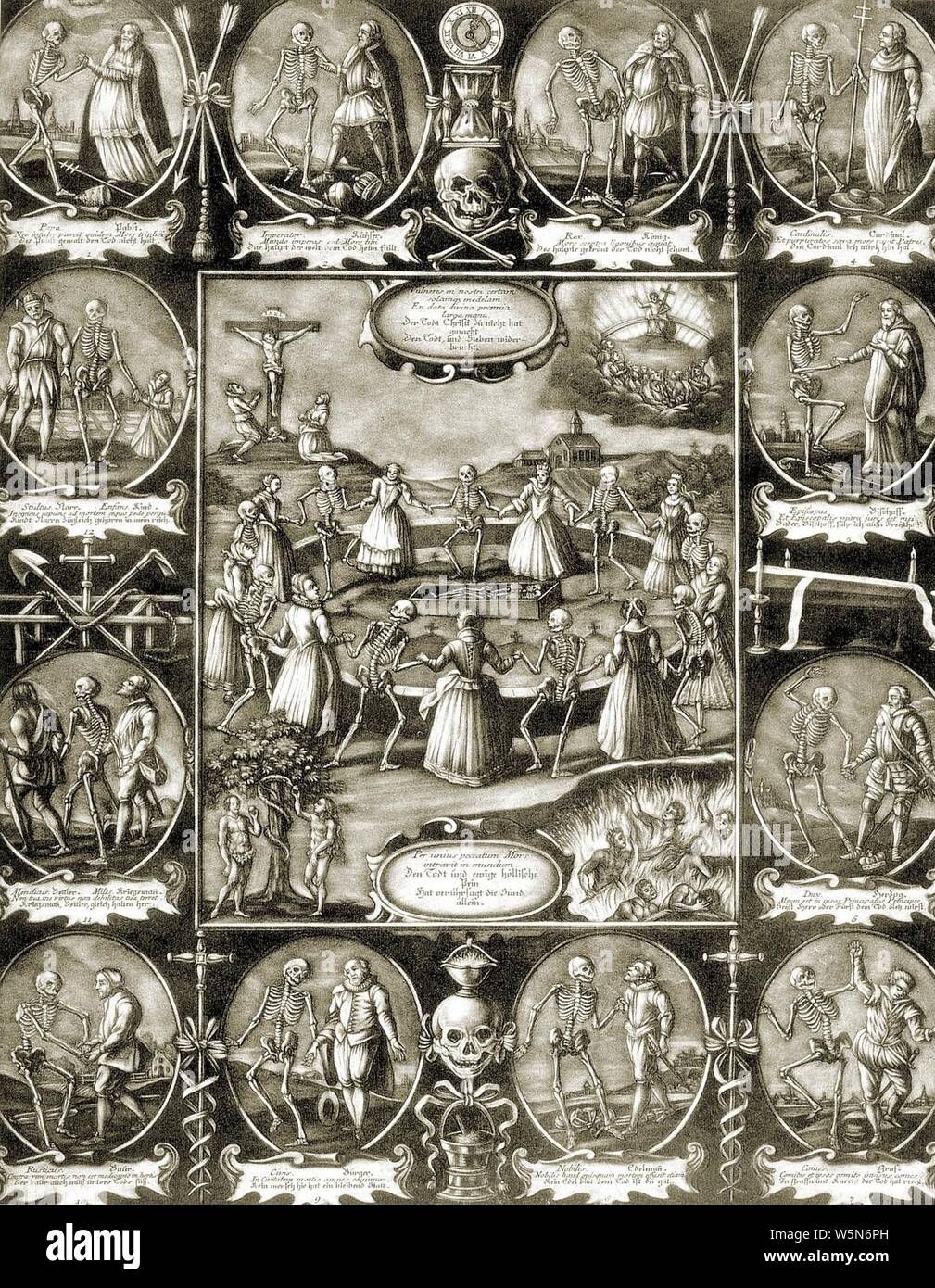 Tanz - der Tod - Ridinger - Deutsch-18 thC. Stockfoto