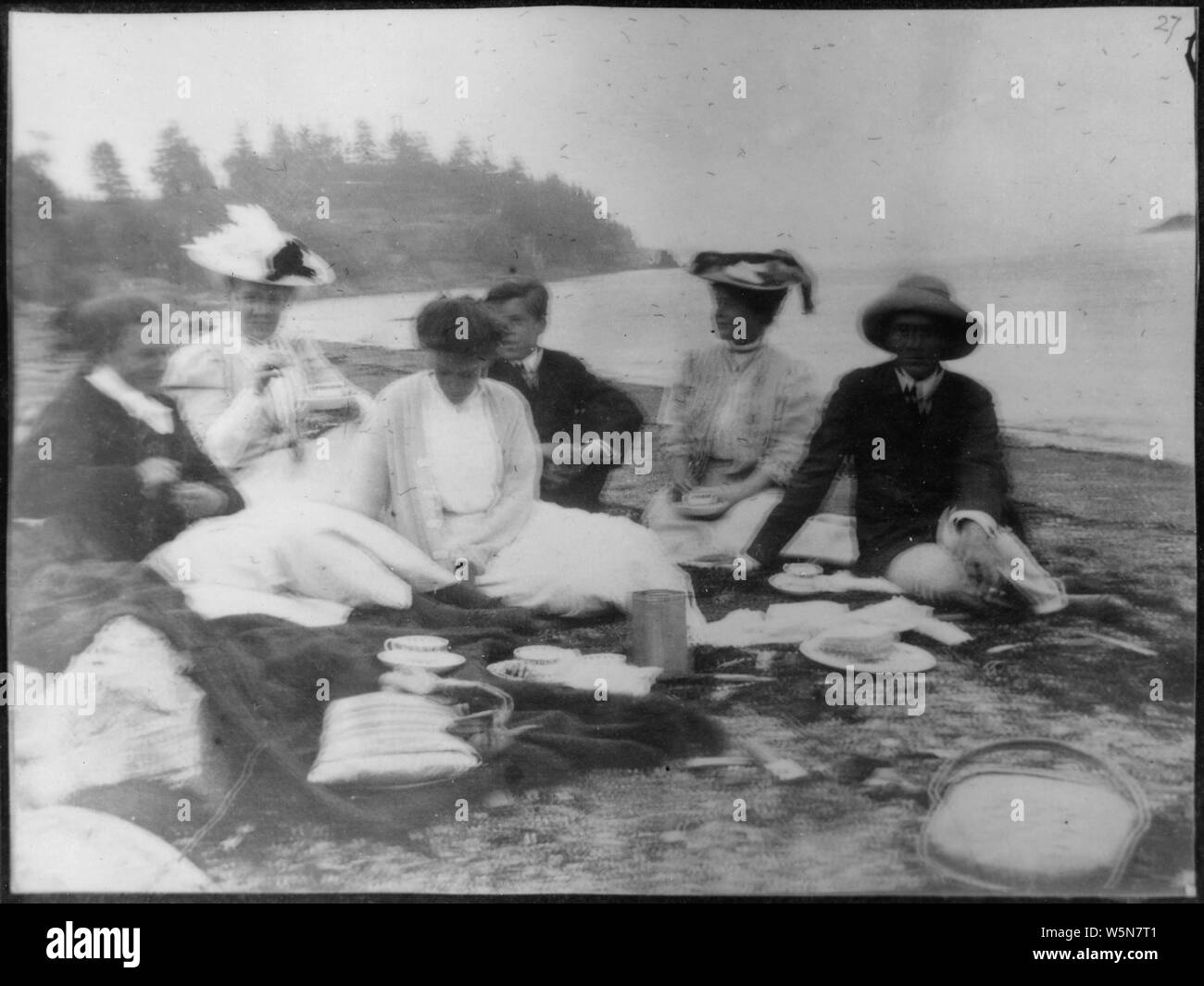 Franklin D. Roosevelt, Gruppe, mit anderen Mitgliedern von Roosevelt Familie in Campobello Stockfoto