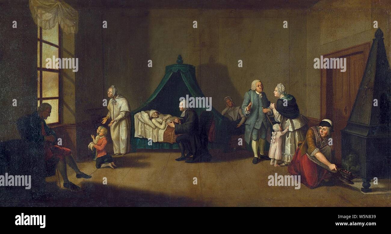 Daniel Chodowiecki (Umkreis) Sterbezimmer. Stockfoto