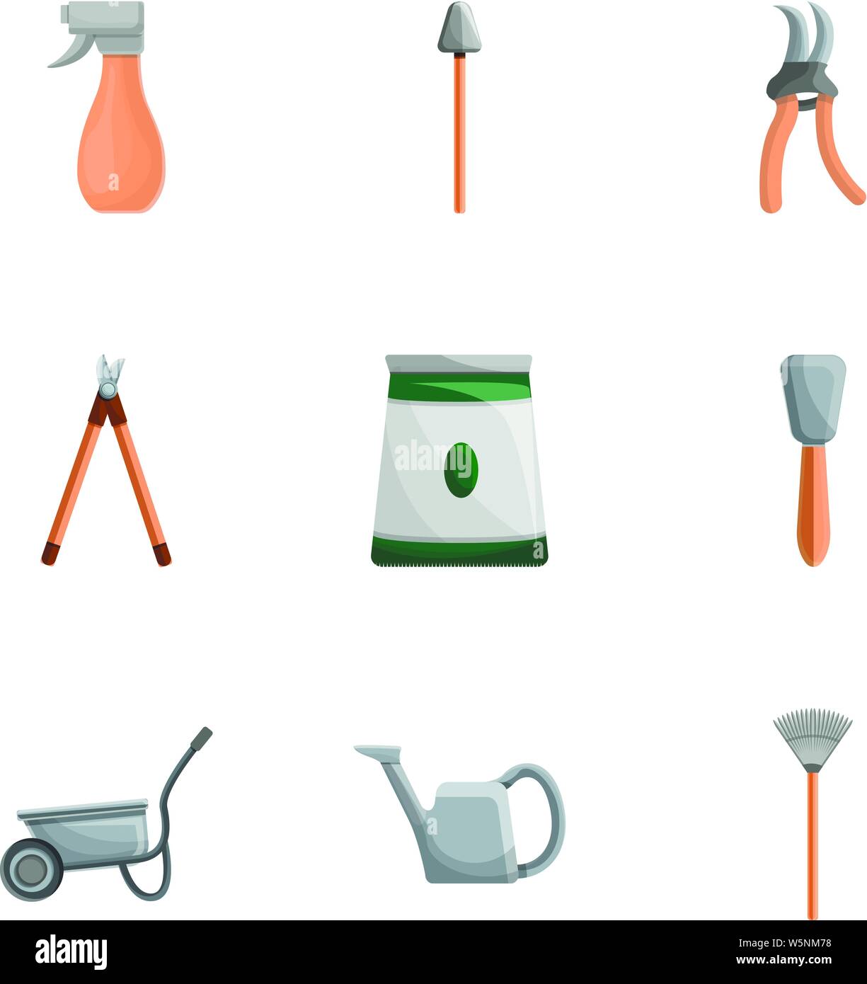 Garten tools Symbol gesetzt. Cartoon Set von 9 Gartengeräte Vector Icons  für Web Design auf weißem Hintergrund Stock-Vektorgrafik - Alamy