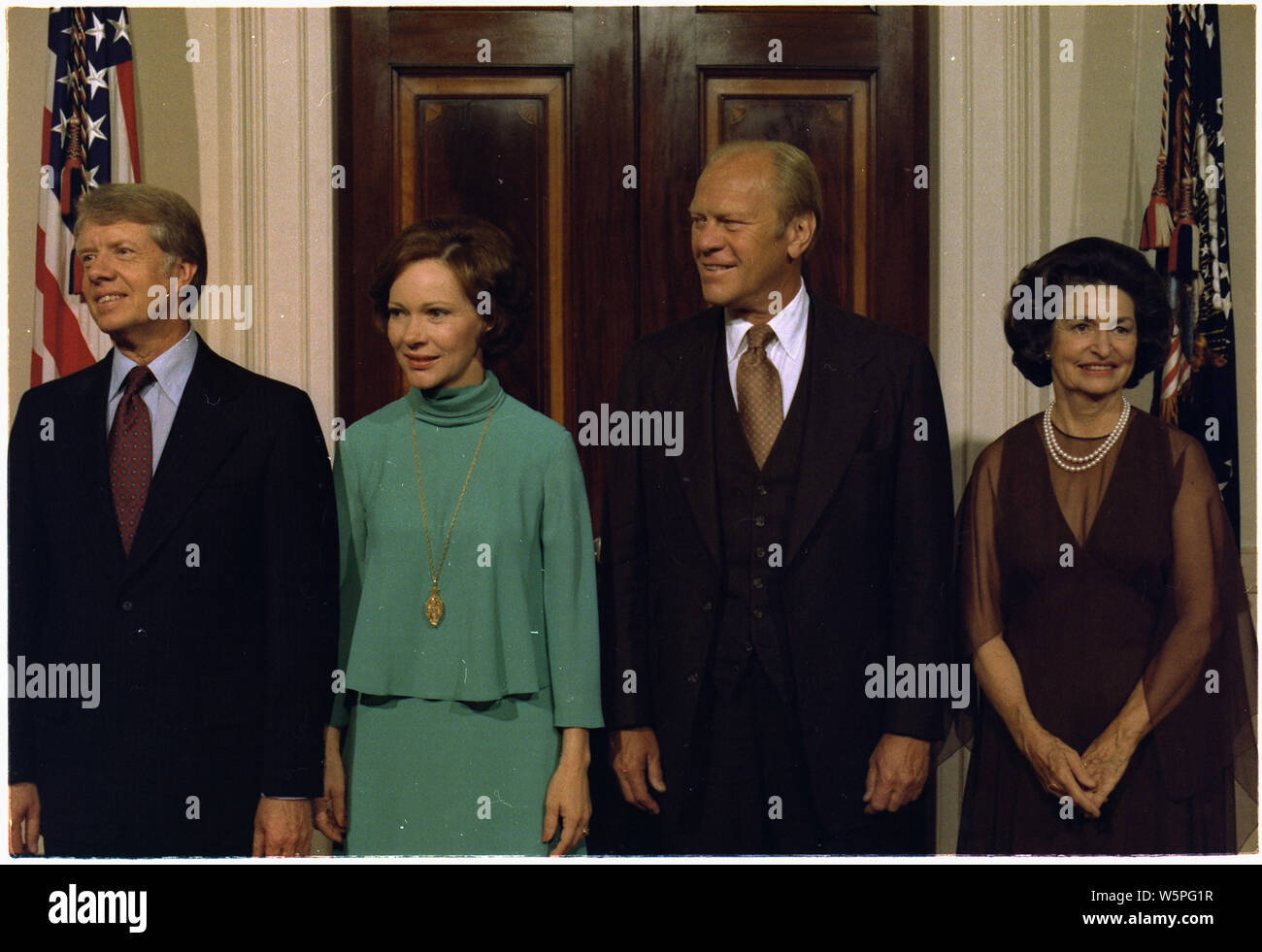 Jimmy Carter, Rosalynn Carter, Gerald Ford und Ladybird Johnson an der Panama Canal Vertrag Abendessen. Stockfoto