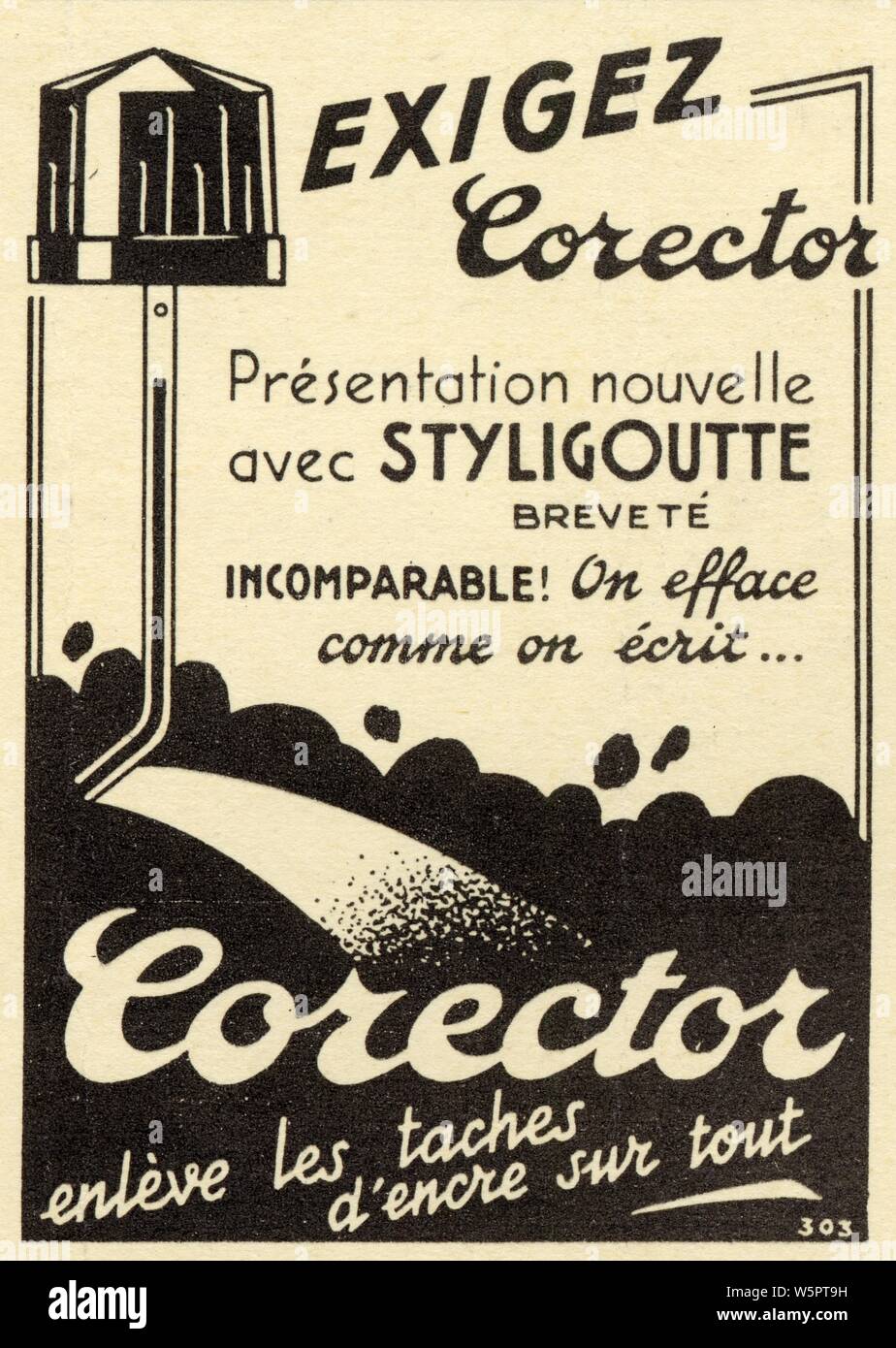 Publicité ancienne : Exigez Corector. 1937 Stockfoto