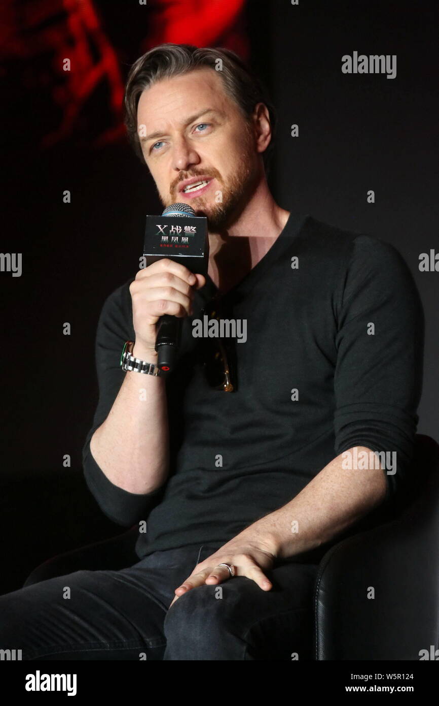 Schottischen Schauspieler James McAvoy besucht eine Pressekonferenz für neuen Film 'Dark Phoenix" in Peking, China, 29. Mai 2019. Stockfoto