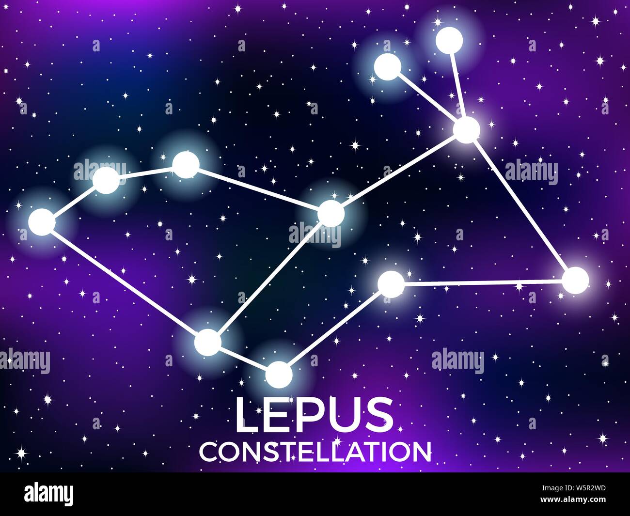 Lepus Konstellation. Sternenhimmel. Cluster von Sternen und Galaxien. Deep Space. Vector Illustration Stock Vektor