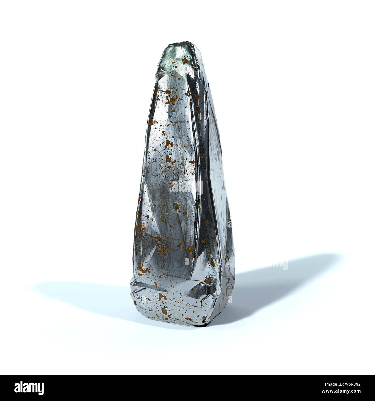 Stahl monolith, abstrakte Form, Sci-Fi-Objekt weiß, isoliert Stockfoto