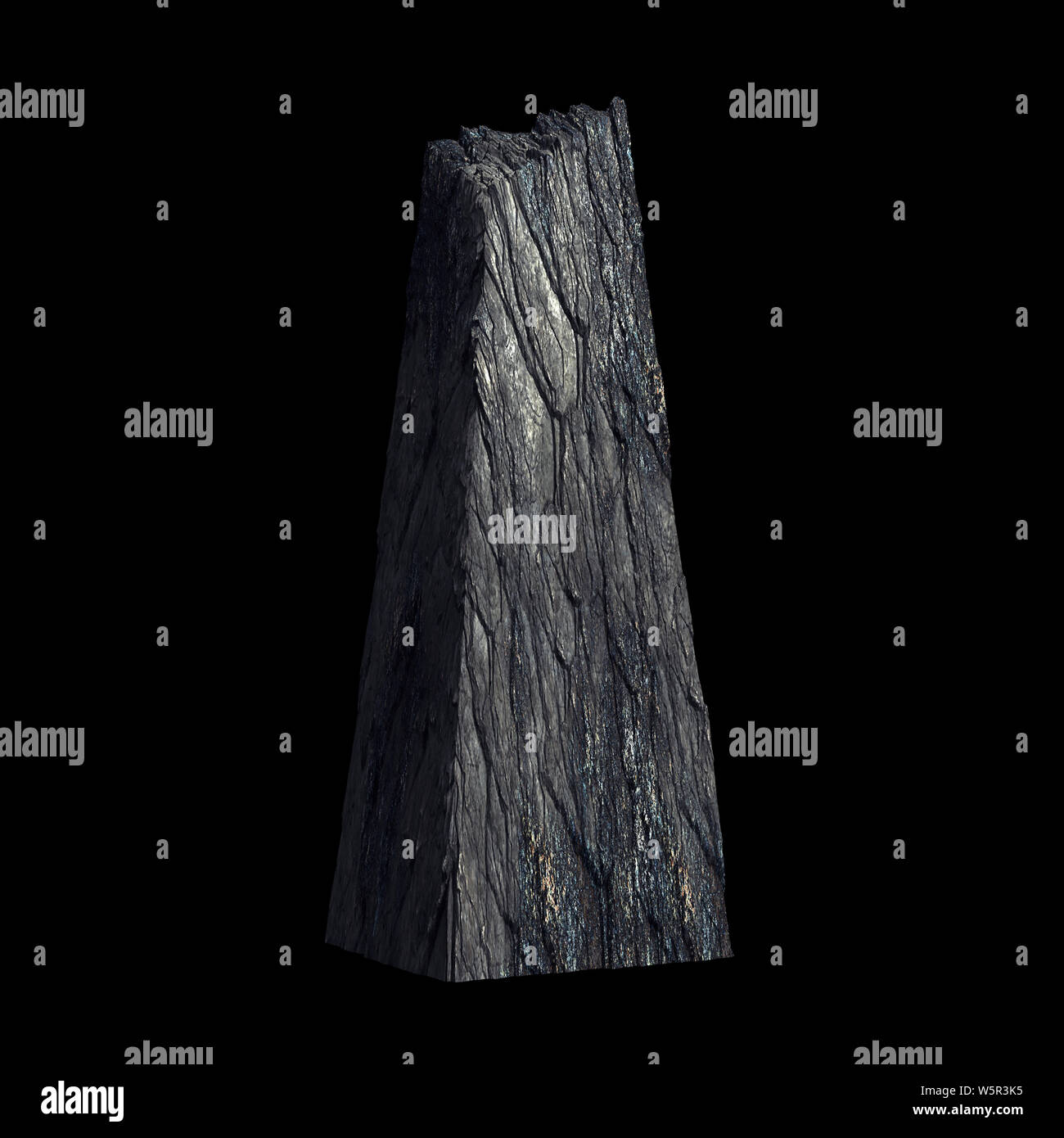 Monolith, alten Standing Stone auf schwarzem Hintergrund Stockfoto