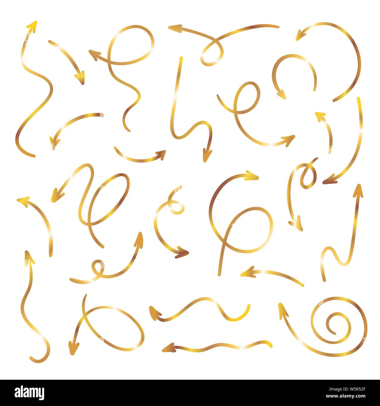 Vektor golden Hand gezeichneten Pfeil einstellen Stock Vektor