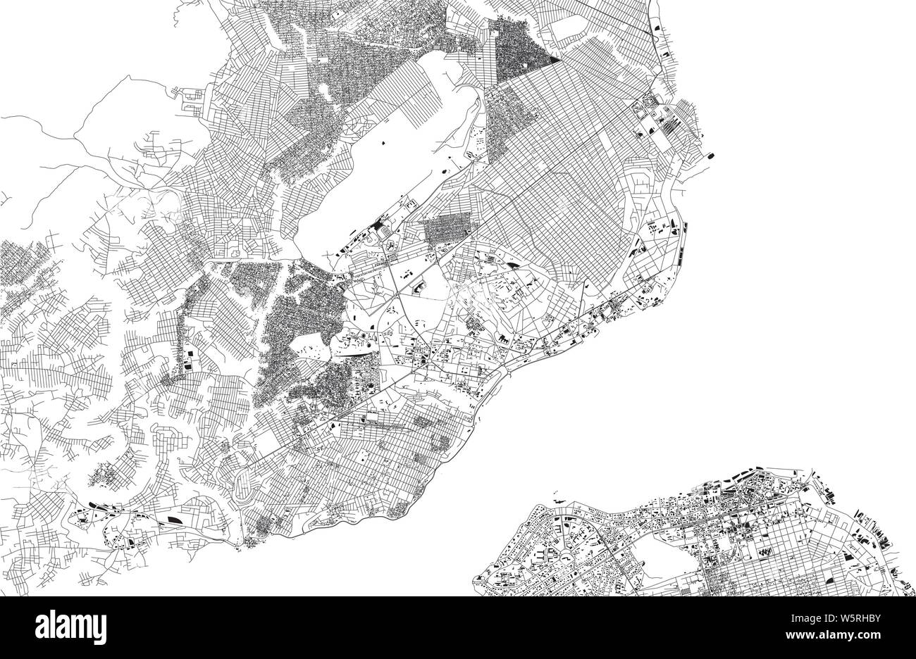 Satelliten Karte von Brazzaville ist die Hauptstadt und größte Stadt der Republik Kongo. Karte von Straßen und Gebäuden in der Innenstadt entfernt. Kongo Stock Vektor