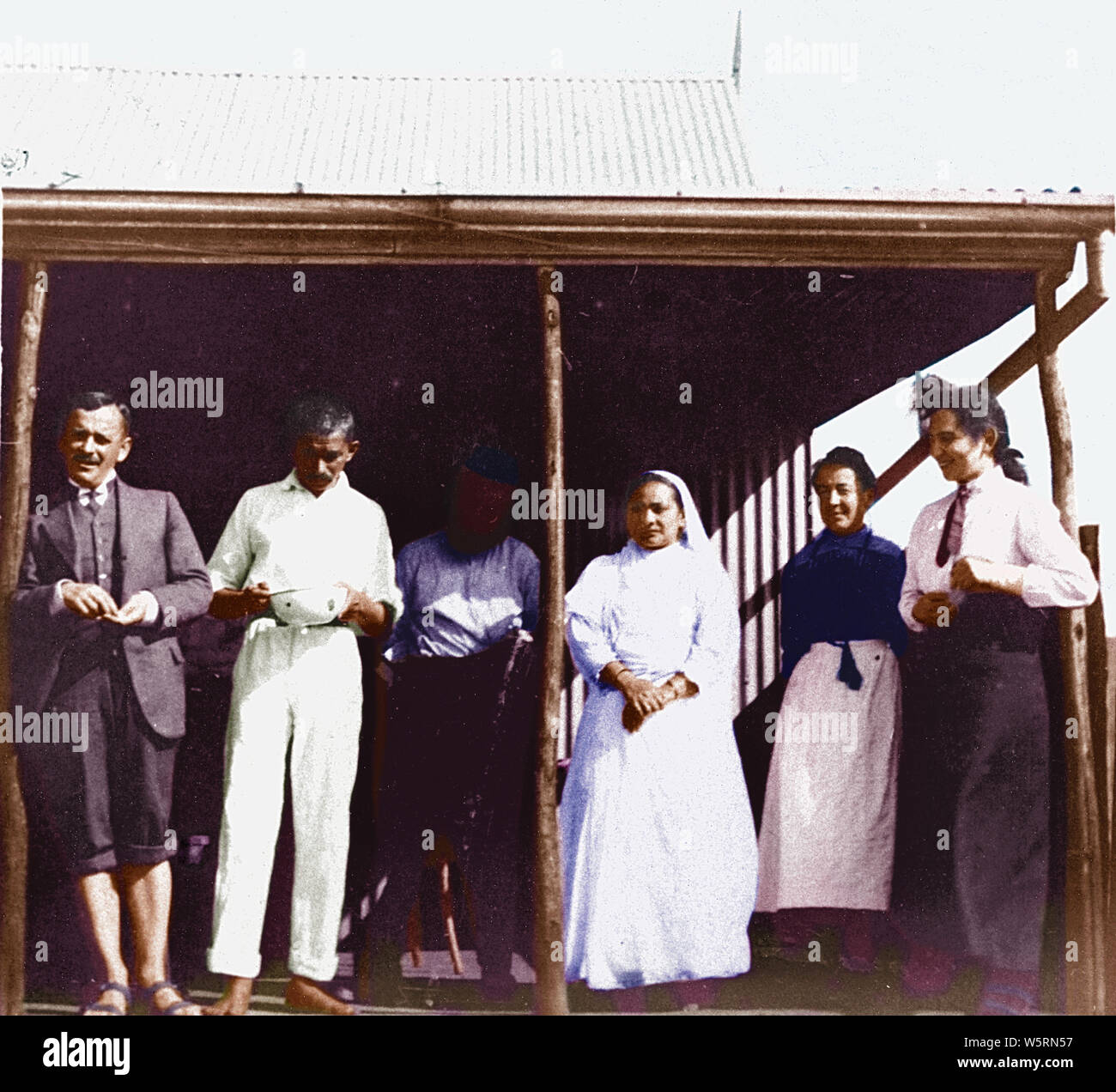Mahatma Gandhi Kasturba Gandhi Sonia Schlesin und andere Südafrika Juni 1912 Stockfoto