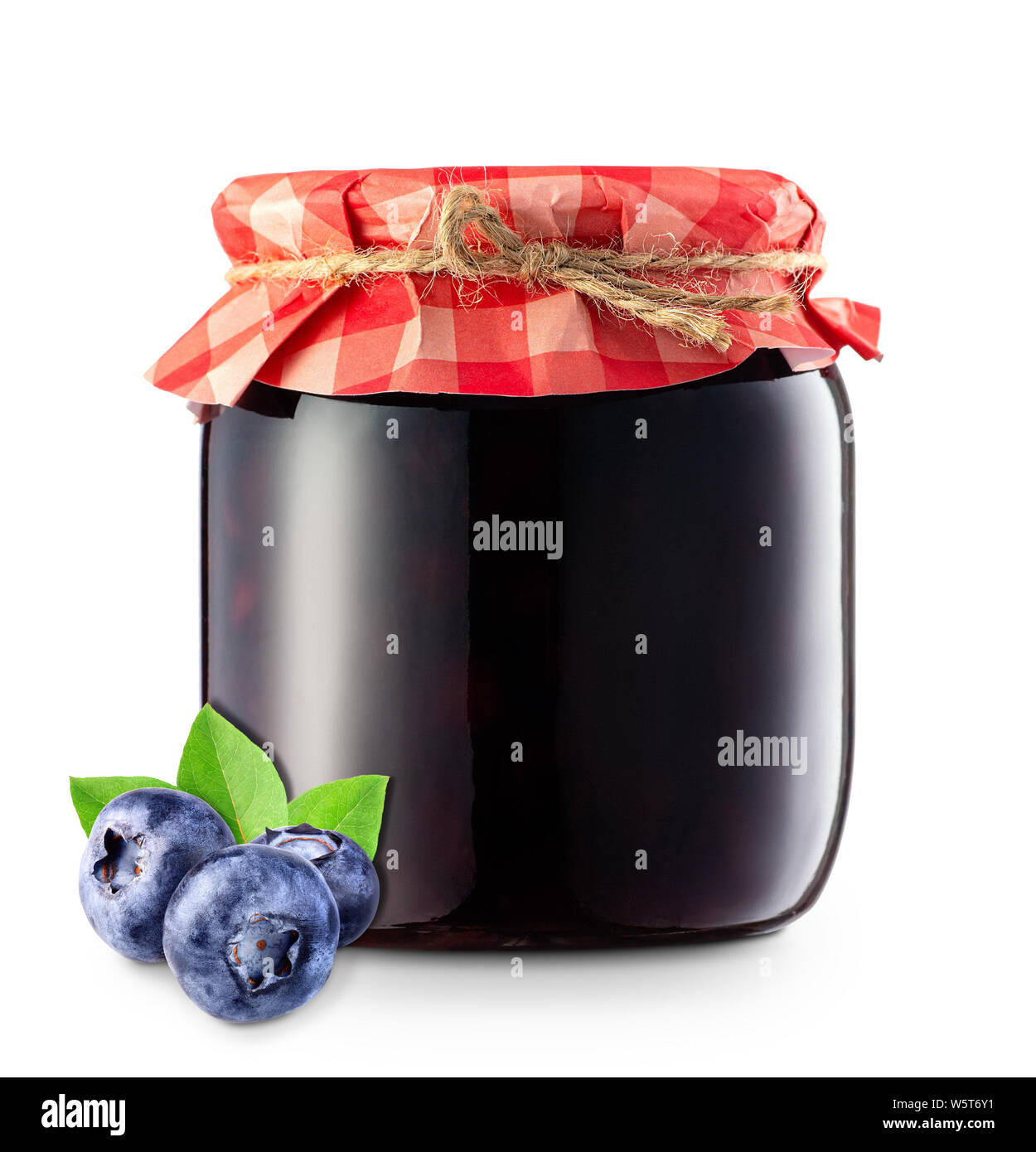 Blueberry jam in jar isoliert Stockfoto