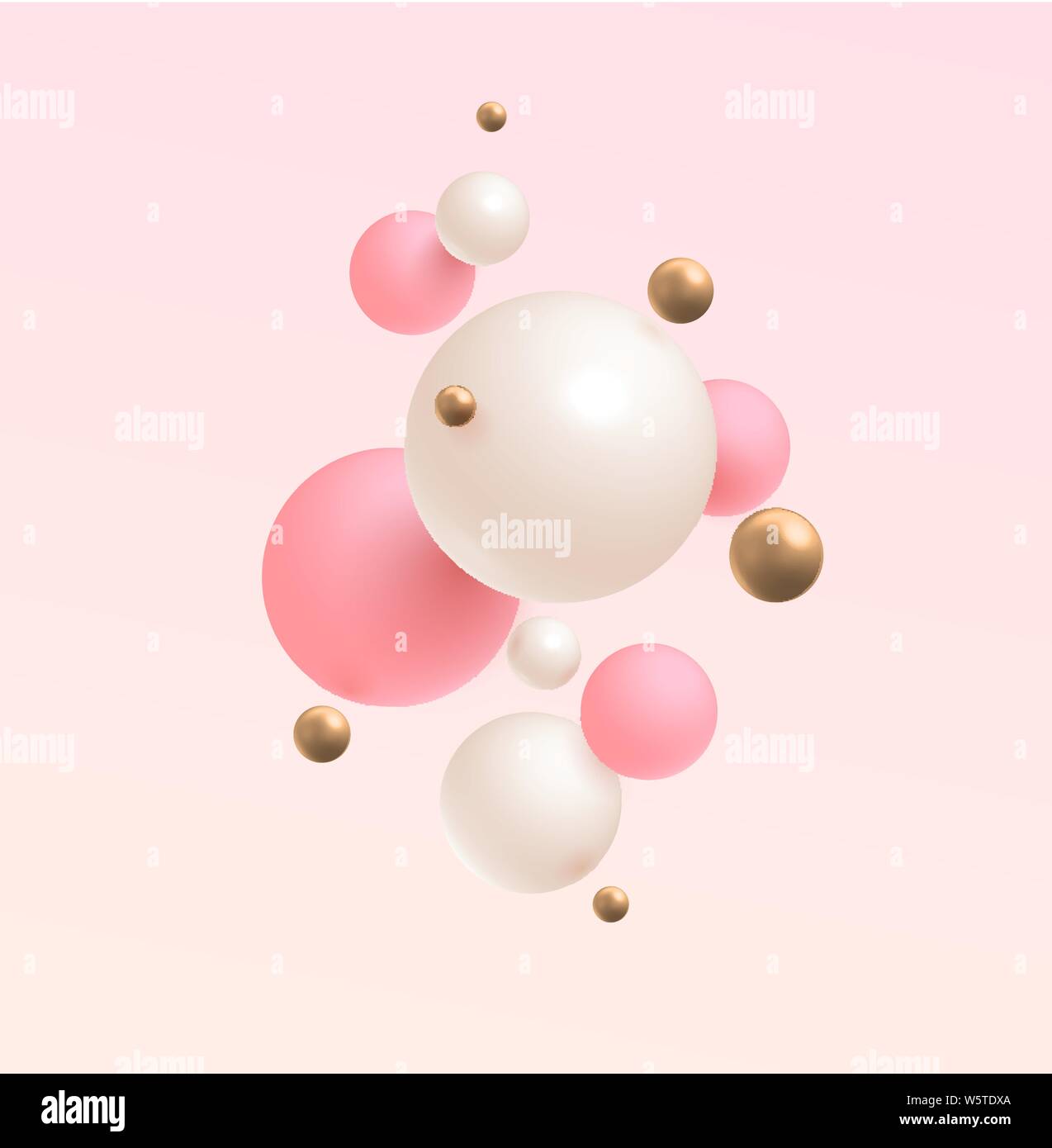 Gold, Pink und Weiß 3D-Kugeln. Vector Illustration. Abstrakte modernes Design. Stock Vektor