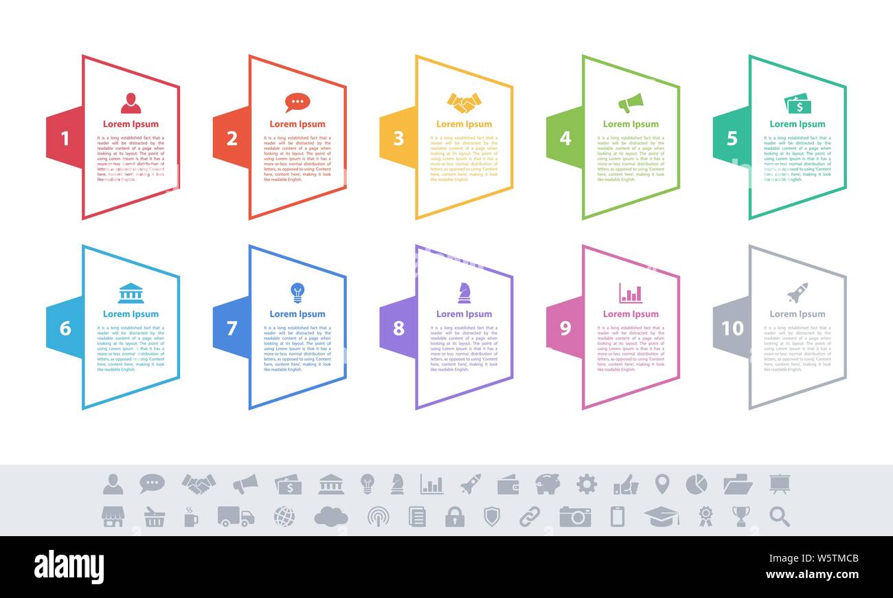 Infografik design Business Konzept Vector Illustration mit 10 Schritte und Optionen oder Prozesse, Arbeitsabläufe oder Schaltplan Stock Vektor