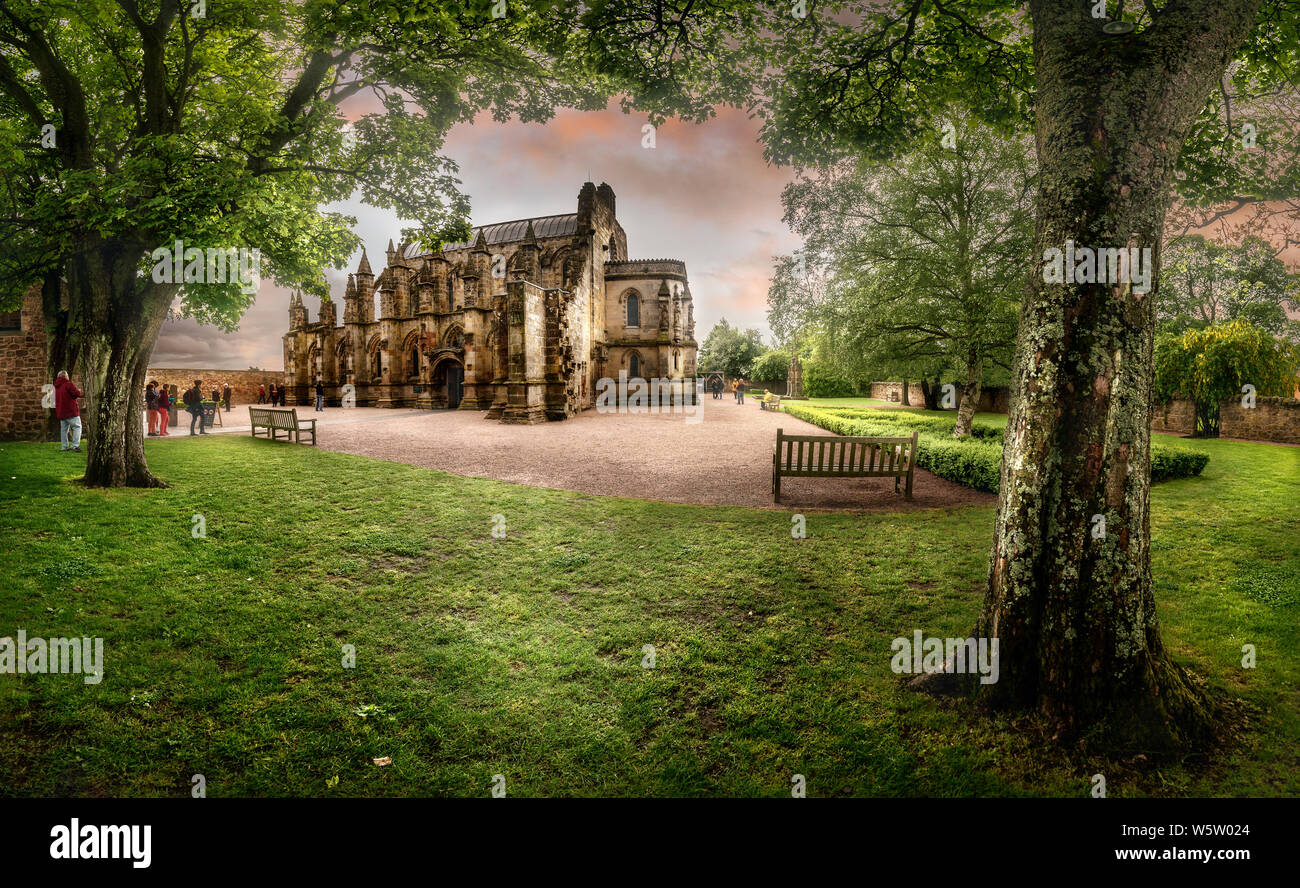 Die Rosslyn Chapel in der Nähe von Edinburgh, Schottland Stockfoto