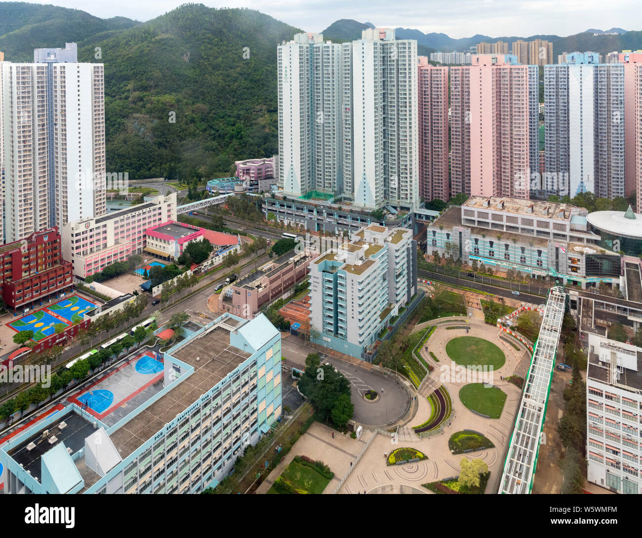 Apartment Blocks in Tseung Kwan O, eine neue Stadt in der Kowloon East (die neuen Gebiete), Hongkong, China Stockfoto