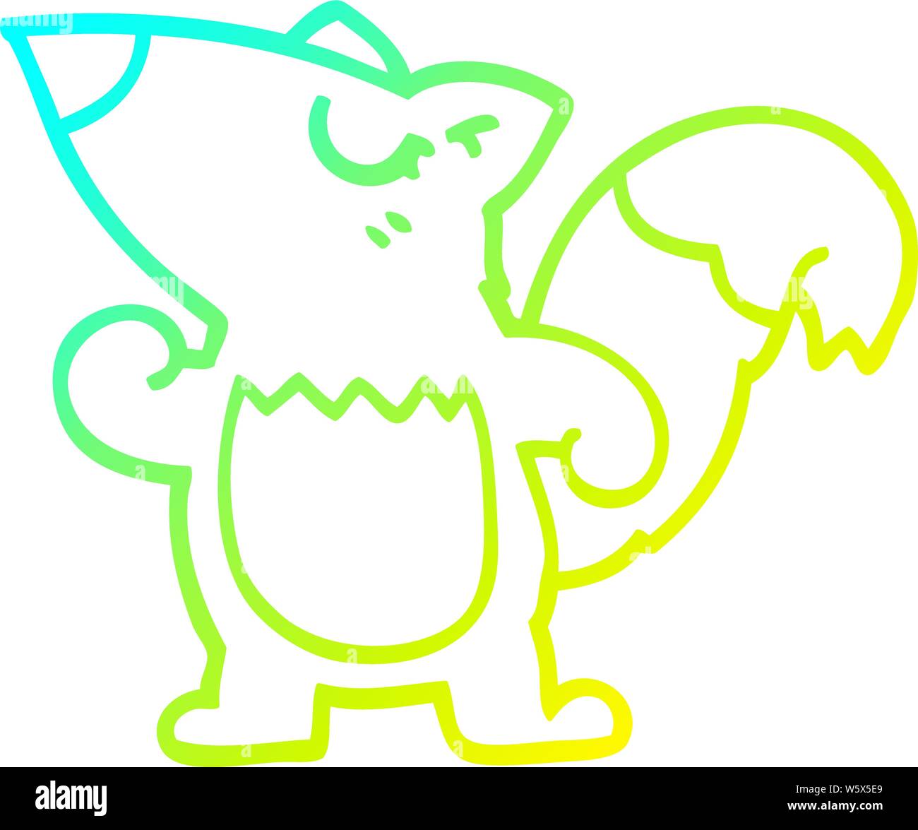 Kalte abstufungslinie Zeichnung einer Cartoon squirrel Stock Vektor