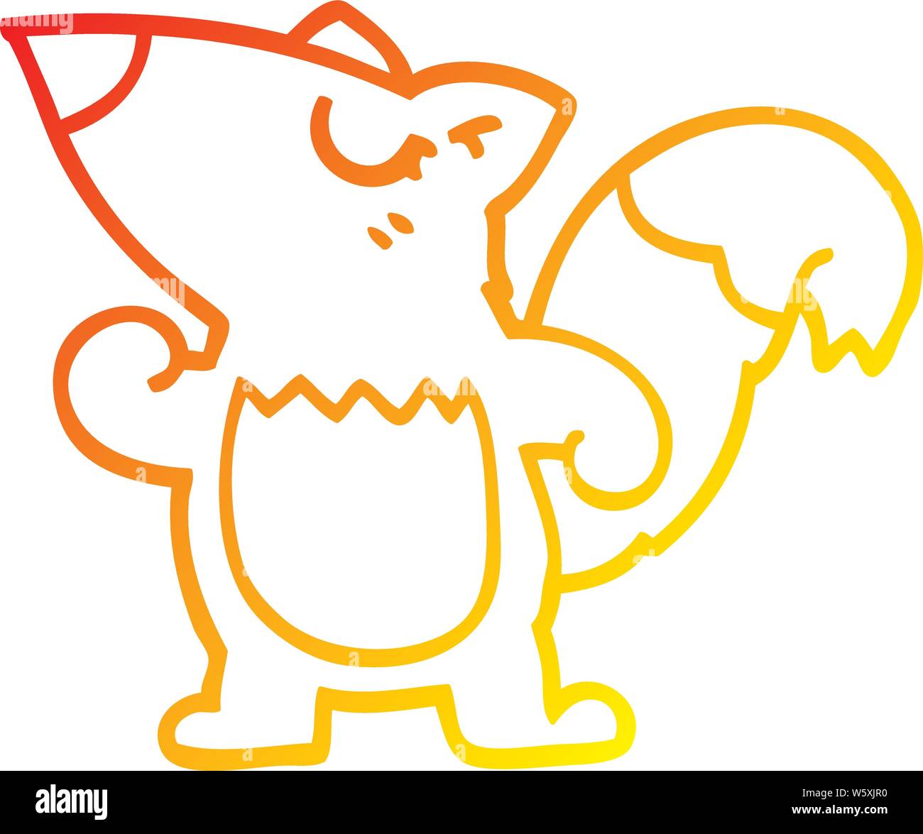 Warme abstufungslinie Zeichnung einer Cartoon squirrel Stock Vektor