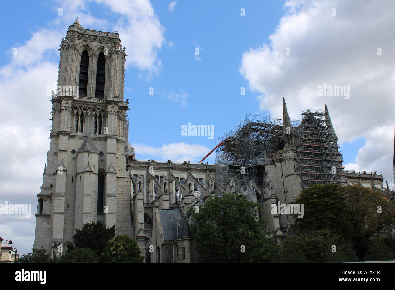 Gerüst von Notre Dame de Paris nach dem Inferno Stockfoto