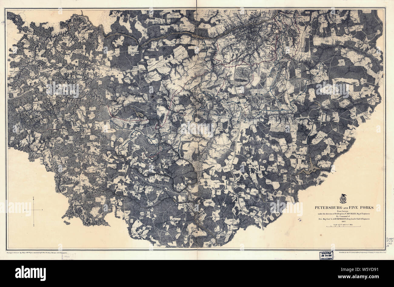Bürgerkrieg Karten 1277 Petersburg und fünf Gabeln 1864-1865 Umbau und Reparatur Stockfoto