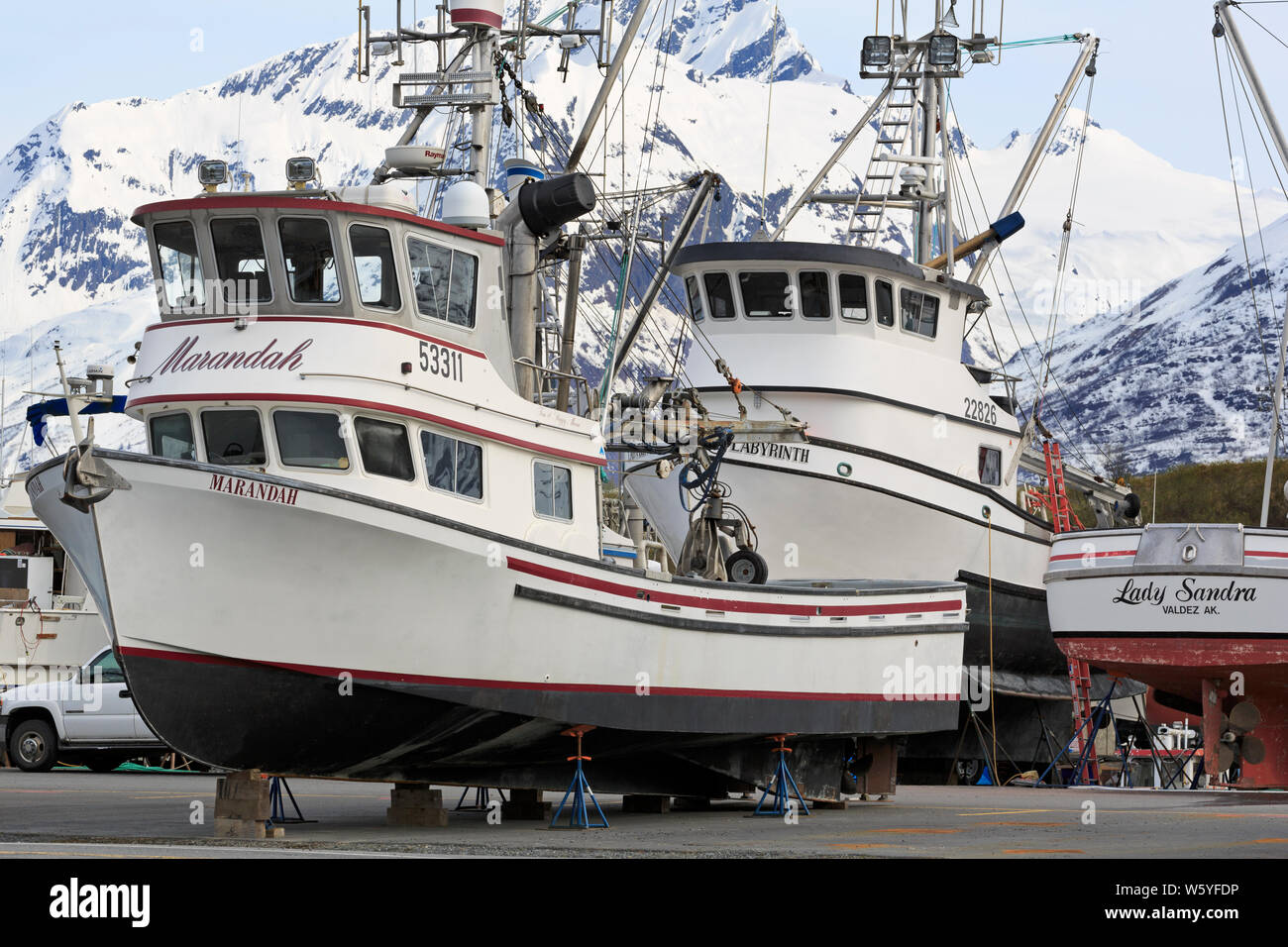 Bootswerft, Valdez, Prince William Sound, Alaska, USA Stockfoto