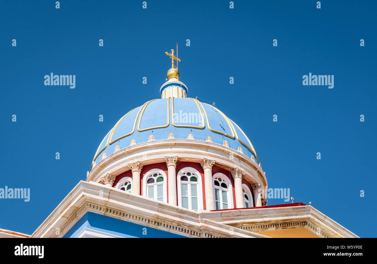 Kuppel von Sankt Nikolaus Kirche in Ermoupoli, Syros Insel. Stockfoto