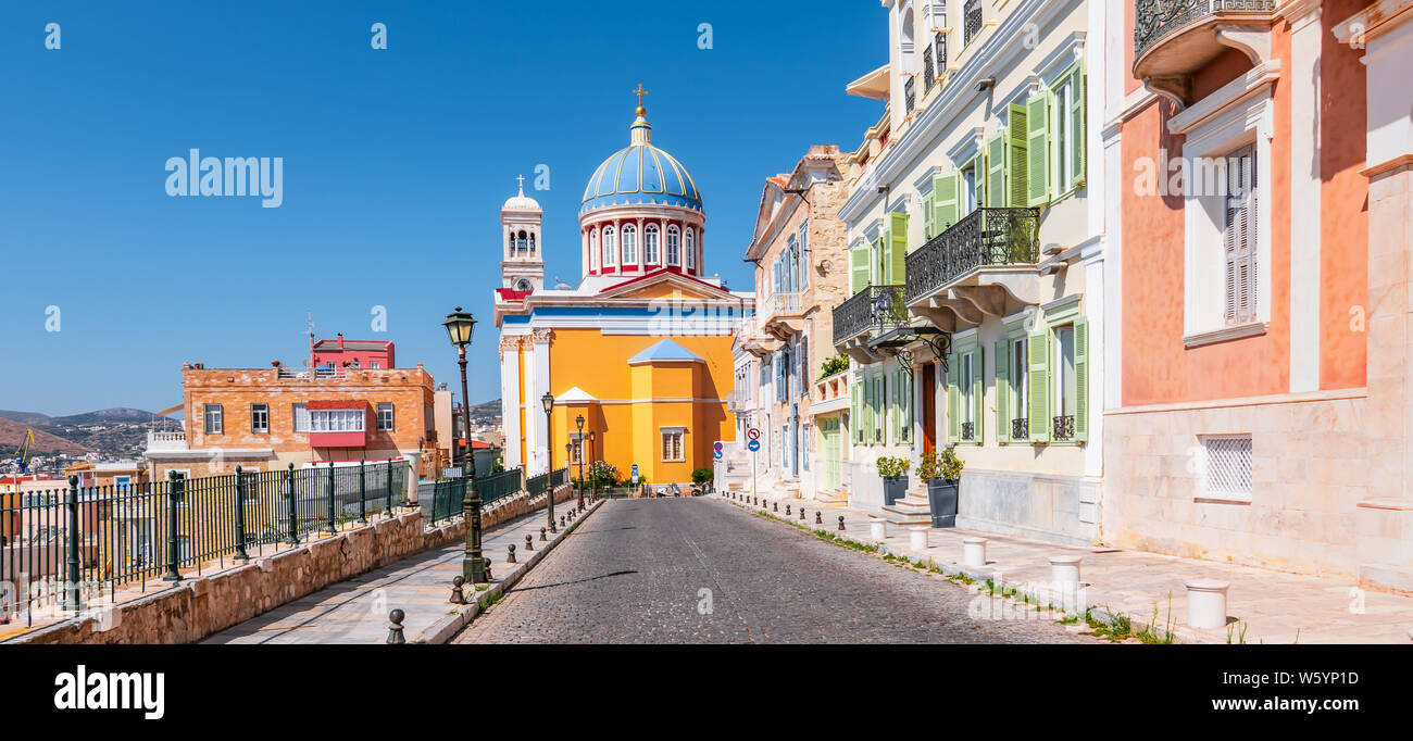 Ermoupoli Stadt, Insel Syros, Griechenland. Stockfoto