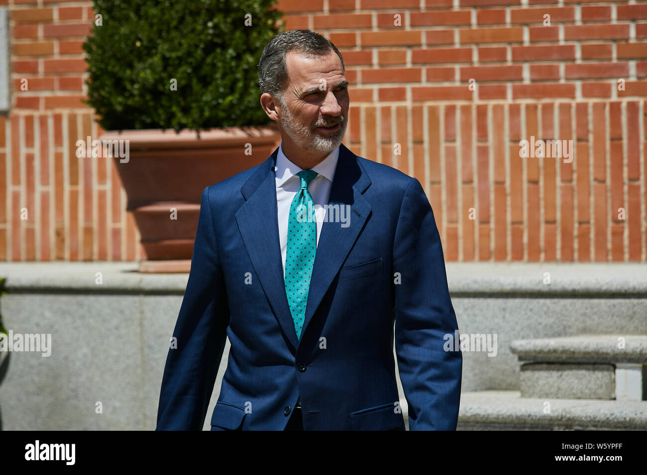 Madrid, Spanien. 30. Juli, 2019. König Felipe VI. von Spanien und Königin Letizia von Spanien erhält die männlichen und weiblichen Mitgliedern des spanischen Wasserball-mannschaft im La Zarzuela Palace in Madrid, Spanien. Beide Mannschaften gewann die Silbermedaille in der Welt schwimmen Meisterschaft Gwanju 2019 in ihren jeweiligen Kategorien. Credit: SOPA Images Limited/Alamy leben Nachrichten Stockfoto