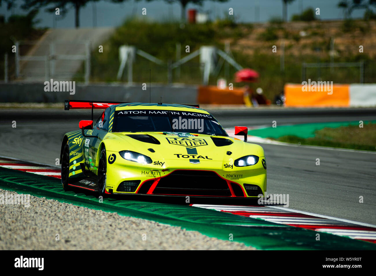 23. Juli 2019, Circuit de Catalunya, Barcelona, Spanien; der Prolog FIA World Endurance Championship; die Aston Martin Vantage AMR von Alexander Lynn, Maxime Martin, Marco Sorensen und Nicki Thiim in Aktion Pablo Guillen/Alamy Stockfoto