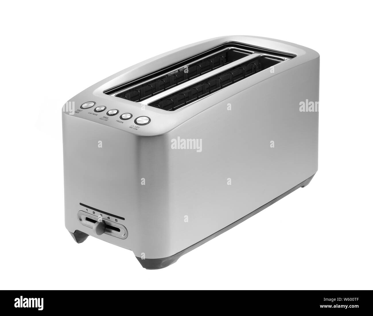 Ein Silber Chrom Toaster in Weiß mit Freistellungspfad isoliert Stockfoto Ein Silber Chrom Toaster in Weiß mit Freistellungspfad isoliert Stockfoto