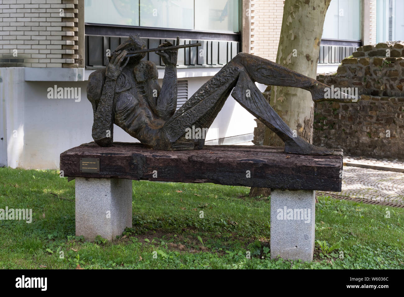 Bronze Skulptur von Pan spielt Flöte - Ljubljana, Slowenien. Skulptur Autor: Stojan Batic Stockfoto