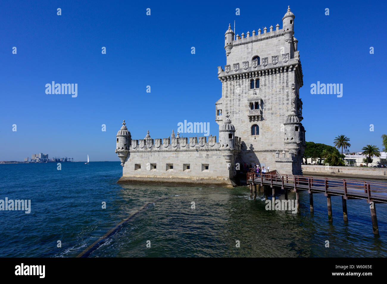 Europa; Europäische; Iberia; Portugal; Portugiesisch; Lissabon, Belem, Turm von Belem, Turm von St. Vincent ist eine Festung aus dem 16. Jahrhundert Stockfoto