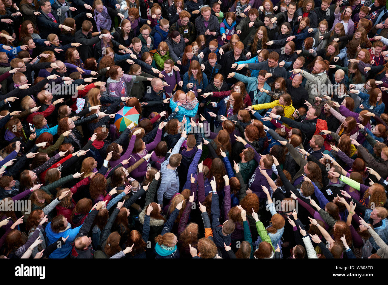 In der niederländischen Stadt Breda die Rothaarige Tage gefeiert. Es ist ein Ereignis, das Vereint rothaarige Menschen aus der ganzen Welt jedes Jahr. Stockfoto